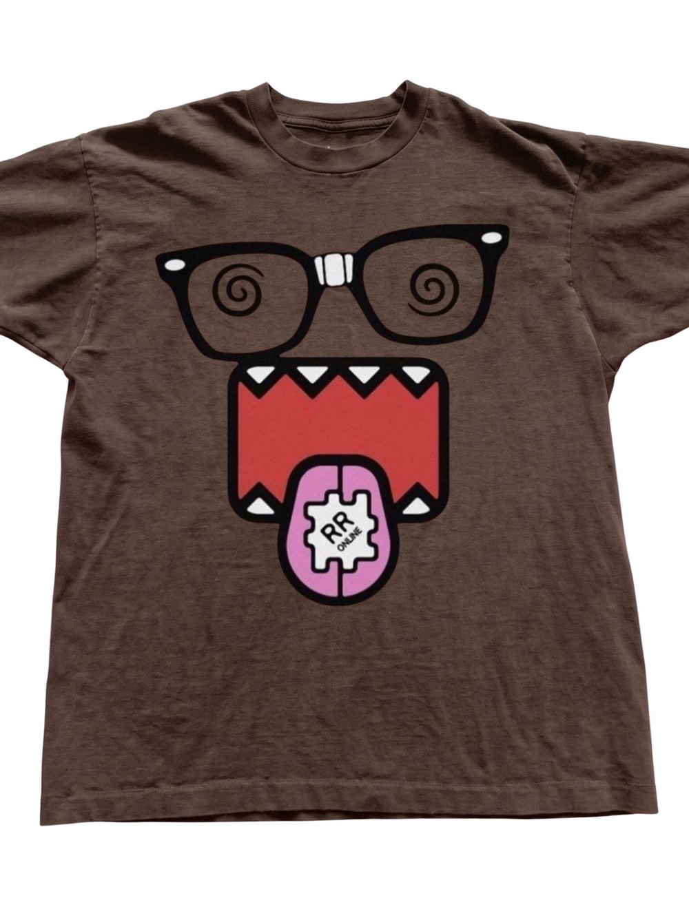 Gildan Graphic Tee – Brown Monster Face with Pink Tongue